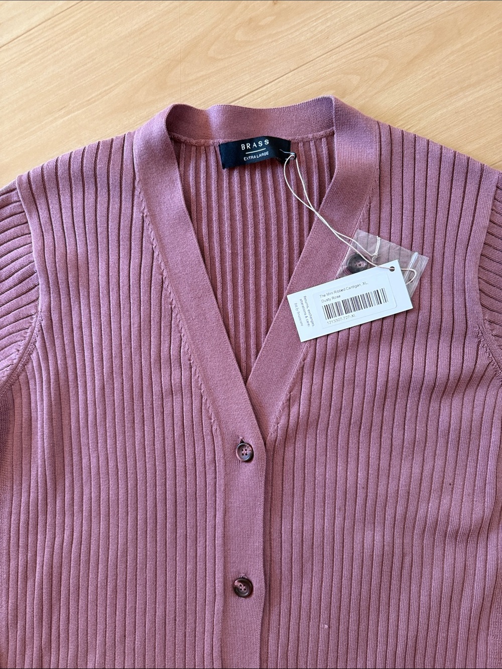 NWT BRASS COMPANY WOMEN ‘S V-NECK RIBBED LONG SLEEVE BUTTON DOWN CARDIGAN SZ XL - Picture 2 of 12